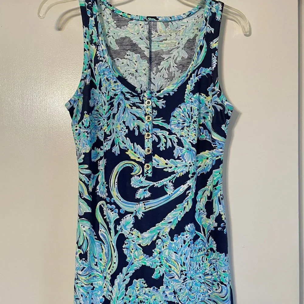 NWOT Lilly Pulitzer Merrill Maxi Tank Dress In High Tide Navy Scuba Doo XXS - Picture 1 of 15